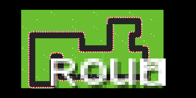A zoomed-out race circuit with a huge “Round 1” label that covers almost the entirety of the game sceen
